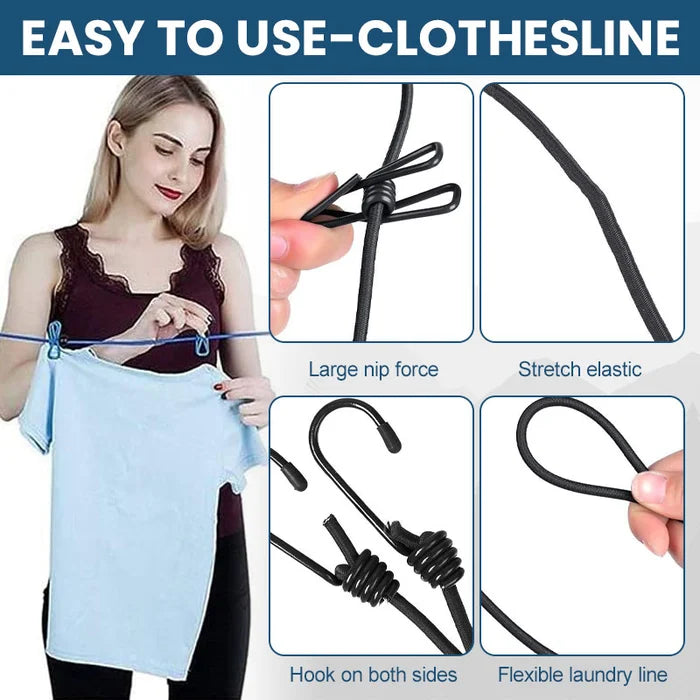 PORTABLE CLOTHESLINE WINDPROOF CLOTHES ROPE