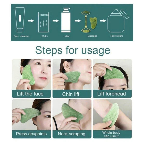 Pack Of Jade Face Roller & Gua Sha